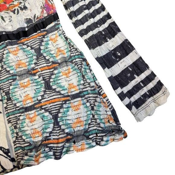 Alberto Makali Button Up Top M Patchwork Art To Wear Mixed Media Floral Boho Y2K - Picture 8 of 12